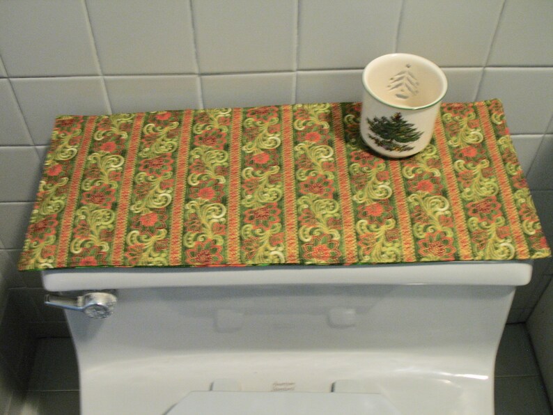Christmas Toilet Tank Runner Poinsettia Toilet Tank Topper Etsy