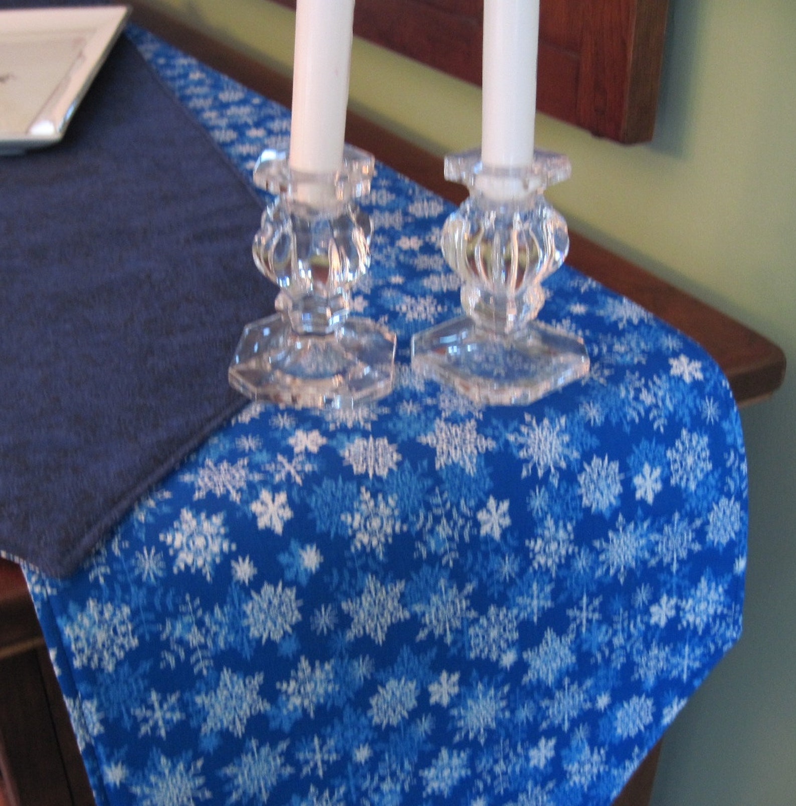 Blue Snowflake Placemats Reversible Set of 4 or 6 Blue White Etsy