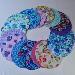 11&quot; Summer Floral Circular Centerpiece Reversible Purple Floral Small Round Placemat Iris Pansy Sunflower Daffodil Iris Round Centerpiece