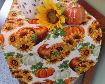 54" 72" Fall Sunflower Cornucopia Table Runner Reversible Harvest Decor