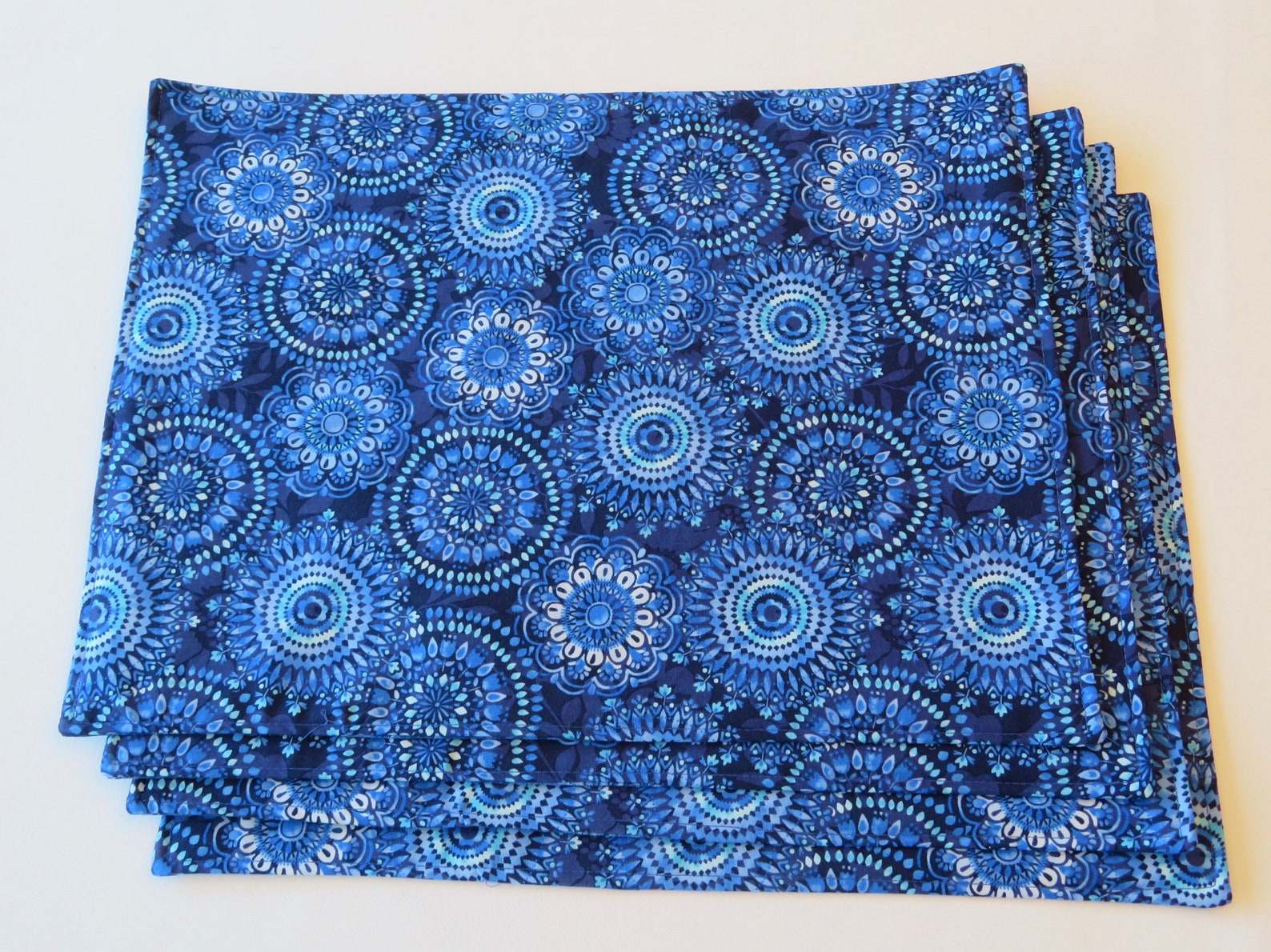 Blue Placemats Set of 4 or 6 Reversible Bright Blue Placemats Etsy