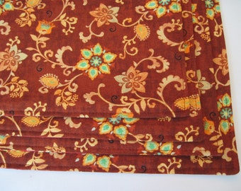 Rust Burgundy Placemats 4 or 6 Reversible Brown Aqua Yellow Placemat Set Fall Placemats Turquoise Maroon table decor Mozambique decor