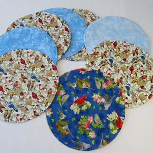 11&quot; Bird Circular Placemat/Centerpiece Reversible Round Songbirds Small Blue Placemat Cardinal Centerpiece Home Decor