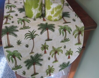 36" Palm Tree Table Runner Reversible Tropical Green Table Runner Hawaiian Table Runner Summer Florida Table Runner Palm Tree Table Decor