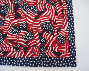 American Flag Placemats Reversible set 4 or 6 Red White and Blue Placemats Patriotic Placemats  4th of July Table Decor Flag Home Decor