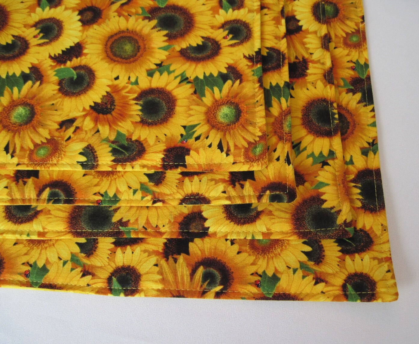 Sunflower Placemats Reversible set 4 or 6 Bright Yellow Etsy