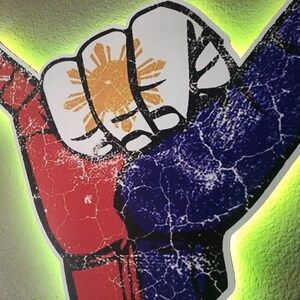 Filipino Flag Shaka Hand Sign, Color Changing LED