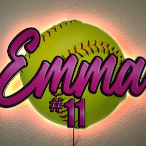 Custom Softball Pitcher LED Sign: Personalized Wall Art, Dorm Decor