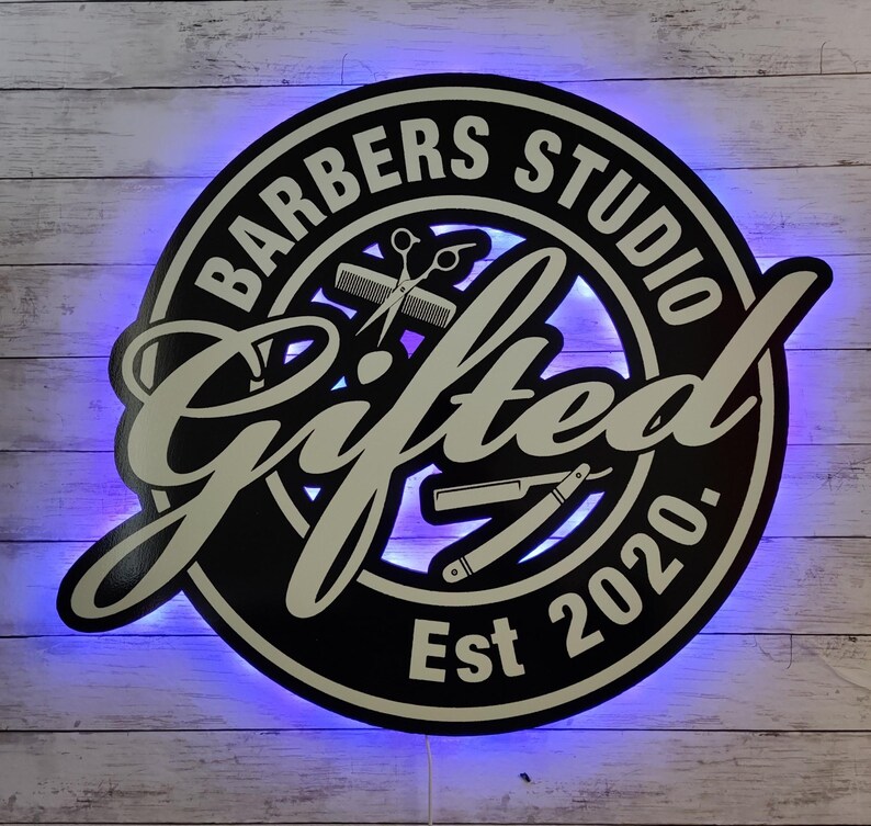 Custom Barbershop Logo Sign, Salon Neon Style Sign - Etsy UK