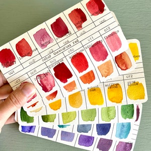 Tarjetas de muestra del diccionario de sinónimos de colores