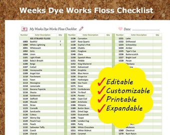 Editable DMC Floss Checklist Form PDF Instant Download DMC | Etsy