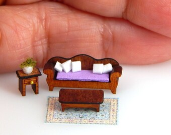 1//144th Scale Dollhouse Miniature Chaise Lounge Fainting Couch with Cushion Tiny
