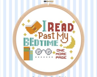 Quotables Books Read Past My Bedtime Counted Cross Stitch PDF Chart