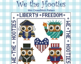 Hooties: We the Hooties Owls  Mini Collection Cross Stitch PDF Chart