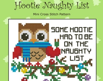 Hootie Naughty List Christmas Cross Stitch PDF Chart