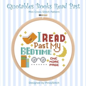 Quotables Books Read Past My Bedtime Counted Cross Stitch PDF Chart - Etsy