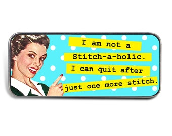 Magnetic Sewing Needle Case Needle Slider Case I am Not a Stitch-a-holic Funny