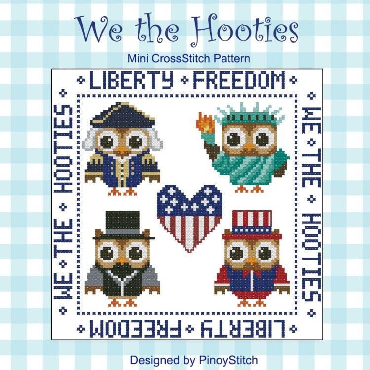 Hooties: We the Hooties Owls Mini Collection Cross Stitch PDF Chart