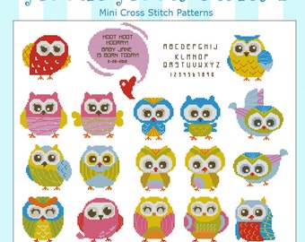 Hootie Hoots Series I  Mini Collection Cross Stitch PDF Chart