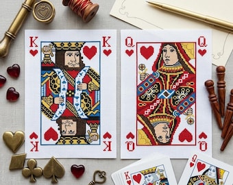 King and Queen of Hearts Mini Cross Stitch Pattern
