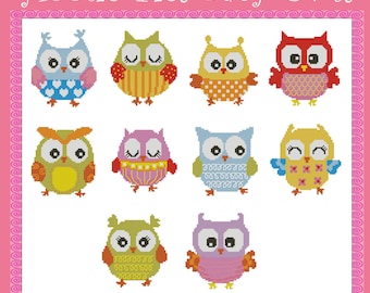 Hootie Pies Baby Owls Minis Cross Stitch PDF Chart