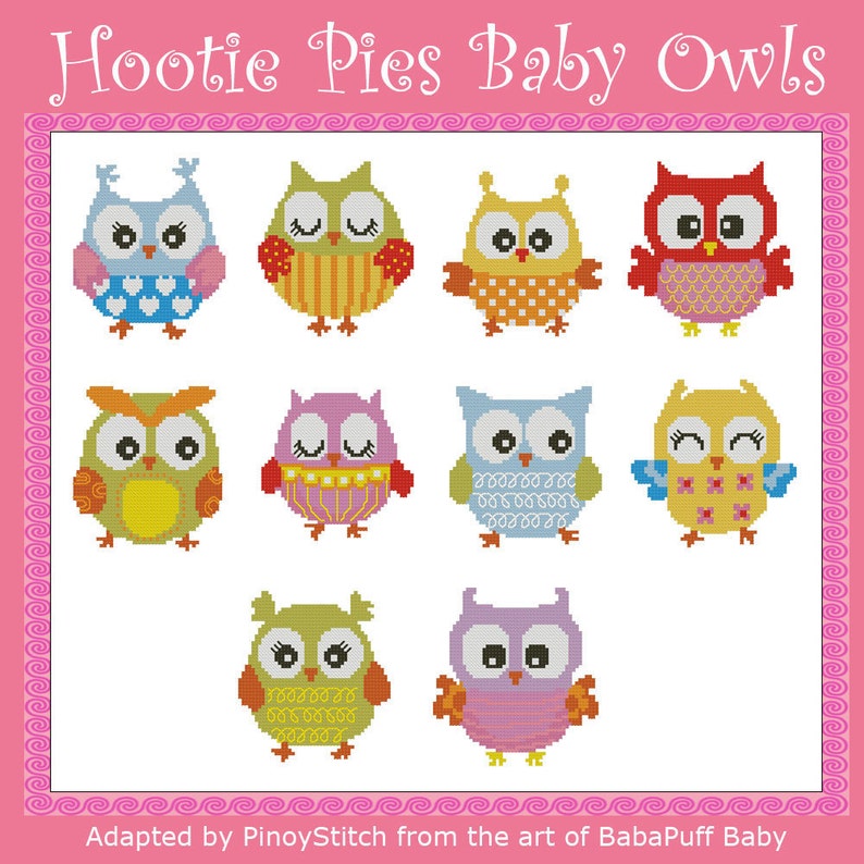 Hootie Pies Baby Owls Minis Cross Stitch Pdf Chart Etsy
