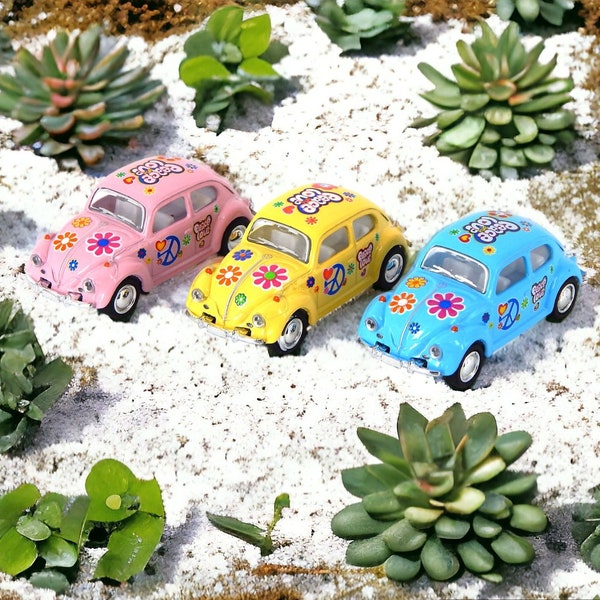 Volkswagen Beetle Bug Miniature 1967 Tiny 2" Car Retro Diorama Volkswagen 1/64 Scale S Scale Gift for Car Lovers