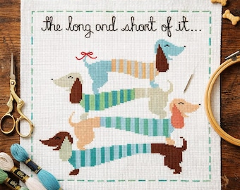 The Long and Short of It (Dachshunds) Cross Stitch
