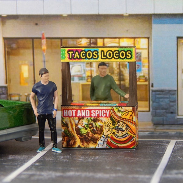 Exhibición de diorama 1/64 PUESTO DE COMIDA Puesto de concesiones Tienda Escena de ciudad Modelo Diorama Accesorio Escala S Hecho a mano