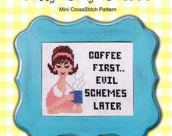 Sassy Lady Coffee Retro Cross Stitch PDF Chart