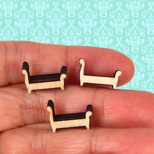 1/144 Scale Dollhouse Miniature Unfinished Set of 3 Single Bed Furniture DIY
