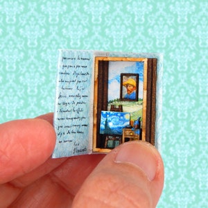 1/144th Scale Dollhouse Miniature Van Gogh Artist Tiny Book Diorama So Tiny!! Micro Miniature Gift for Collectors