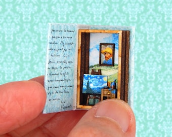 1/144th Scale Dollhouse Miniature Van Gogh Artist Tiny Book Diorama So Tiny!! Micro Miniature Gift for Collectors