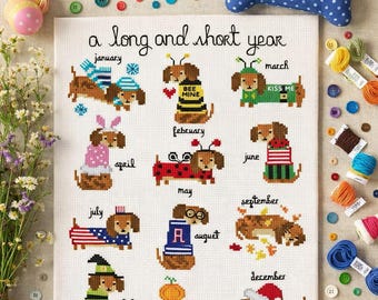 Dachshund Year Round Collection Cross Stitch PDF Chart