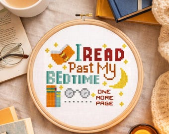 Quotables Books Read Past My Bedtime Counted Cross Stitch PDF Chart