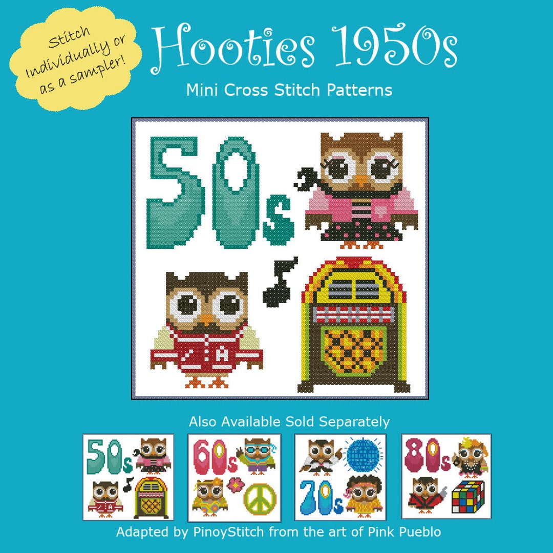Hooties 1950s Cross Stitch Pattern Pdf Chart Etsy