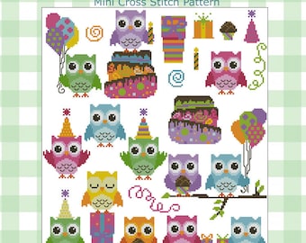 Hooties Party Owls Mini Collection Cross Stitch PDF Chart