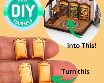 1/144 Scale Dollhouse Miniature Set of 4 Unfinished Curio & Bookshelves Kit Furniture Wood DIY