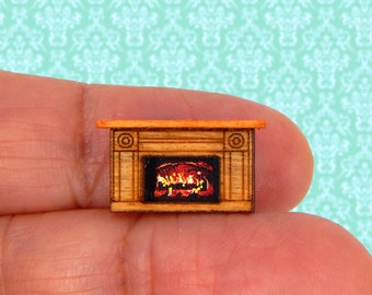 1/144 Scale Dollhouse Miniature Classic Fireplace with Printie Fire Wood Handcrafted N Scale Fireplace