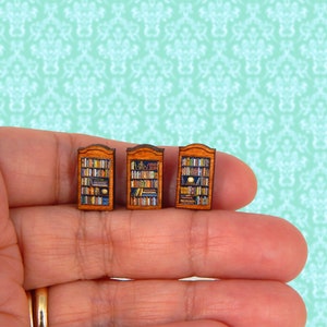 1/144 Scale Dollhouse Miniature Bookshelves Set of 3 Wood Paper So Tiny!!!