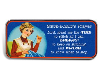 Magnetic Sewing Needle Case Needle Slide Case Stitchaholic Prayer Funny Handcrafted