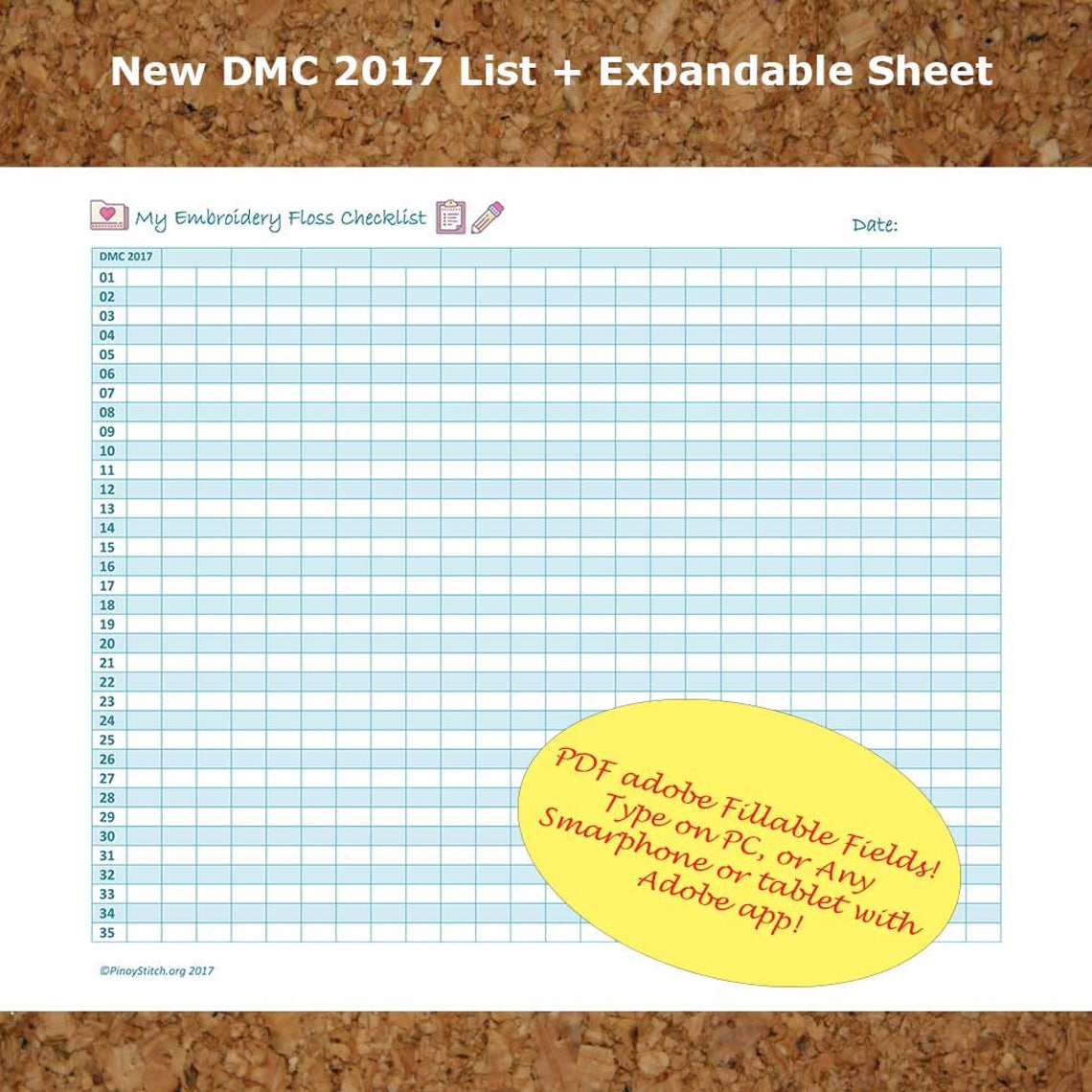 Editable DMC Floss Checklist New 2017 Colors Plus Fully | Etsy