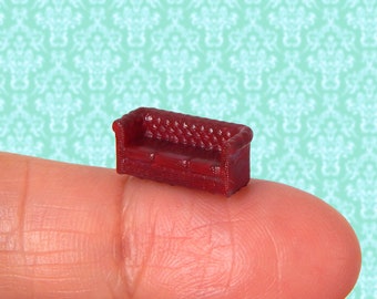 1/144 Scale Dollhouse Miniature Chester RED Three Seater Sofa Furniture Diorama Handpainted So Tiny!