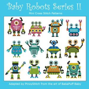 Baby Robots Series II  Minis Cross Stitch PDF Chart