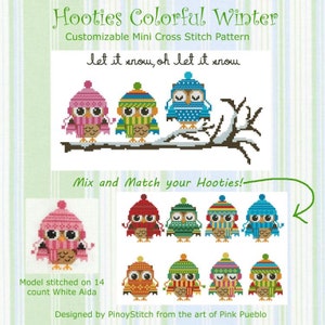 Hooties Colorful Winter Collection Cross Stitch PDF Chart