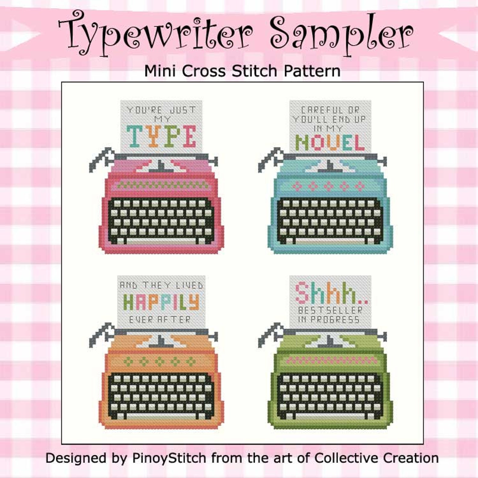 Vintage Typewriter Cross Stitch Pattern PDF | Mini Retro Writer Sampler ...