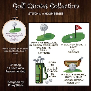 Stitch and a Hoop Golf Quotes Mini Pattern Collection Cross Stitch PDF