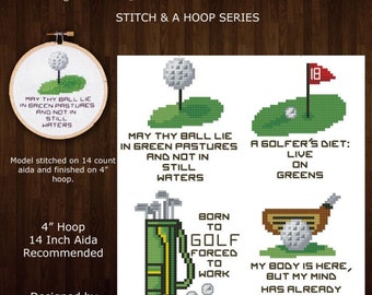 Stitch and a Hoop Golf Quotes Mini Pattern Collection Cross Stitch PDF