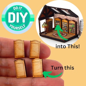 1/144 Scale Dollhouse Miniature DIY Set of 4 Unfinished Bookshelves Kit Furniture Wood