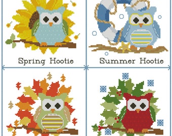 Hooties Seasons of the Year PDF Cross Stitch